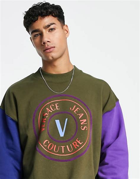 versace sweatshirt asos|Versace Jeans Couture piece sweatshirt in multi .